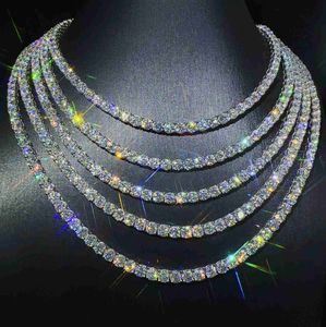 Collier en argent Sterling 925 Vvs Moissanite pour femmes, chaîne de Tennis en diamant, chaîne à maillons cubains, bijoux fins pour femmes, 3mm 4mm, vente en gros d'usine