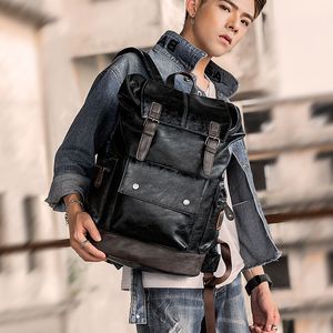 Fabriek groothandel merk mannen tas modieuze grote capaciteit lederen rugzak retro kleur casual heren rugzakken outdoor reizen lederen handtas 6201