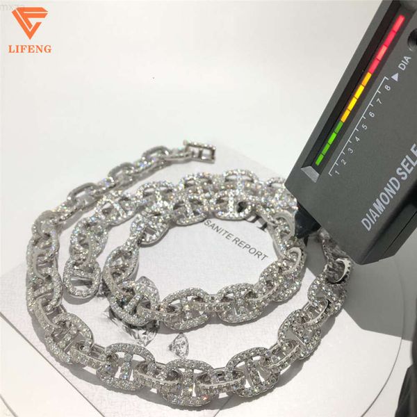 Factory Wholesale Cuban Chain Drop Shipping VVS Moisanite Diamond 925 Silver Silver 15 mm Collier de chaîne de liaison cubaine