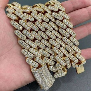 Factory Wholesale Drop Shipping VVS Moisanite Diamond 925 Silver Cuban Link Chain 15 mm 18 mm Collier Hip Hop Men Bijoux