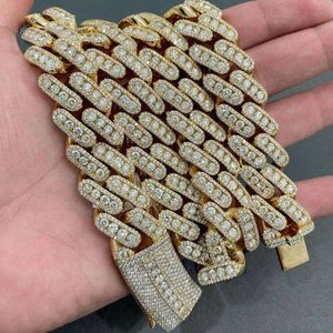 Factory Wholesale Drop Shipping VVS Moisanite Diamond Sier Cuban Link Chain 15 mm 18 mm Collier Hip Hop Men Bijoux