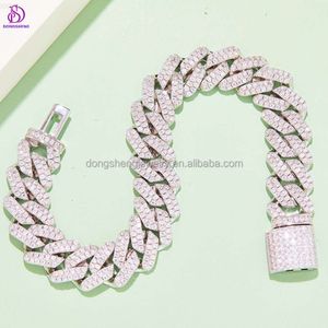 Fabriek Groothandel Mode-sieraden 10mm 12mm Hip Hop Ketting Vvs Moissanite Diamond 925 Zilveren Cubaanse Link Chain