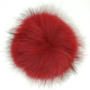 Accessoires de pompon en fourrure de renard ou boule de raton laveur, couleurs naturelles personnalisées avec bouton-pression en métal, fait à la main en usine, vente en gros