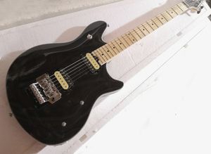 Guitare électrique noire brillante en gros d'usine avec micros Humbuckers, Floyd Rose, manche en érable
