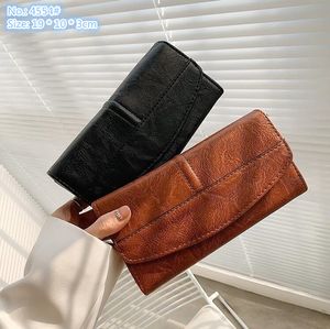 Fábrica al por mayor bolsos de hombro para damas 3 colores diseño de nicho gran capacidad multitarjeta bolso de embrague retro simple color sólido monedero de cuero costura moda billetera larga