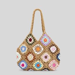 Usine en gros dames sacs à bandoulière mode 12 couleurs à la main au crochet sac à main rétro couleur correspondant fleur tissé sac doux sacs à main creux 022 #