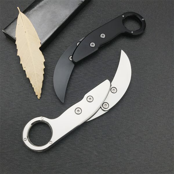 Venta al por mayor de fábrica Multifuncional Pequeño Karambits Cuchillo de garra plegable 420 Mango totalmente de acero Cuchillo de bolsillo de supervivencia portátil para exteriores Herramientas de corte EDC 3300 535 533