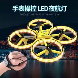 Venta al por mayor de fábrica El más nuevo 3 en 1 RC Inducción Reloj de mano Control de gestos Mini UFO Quadcopter Drone con cámara Luz LED Levitación Aviones de inducción Juguetes para niños