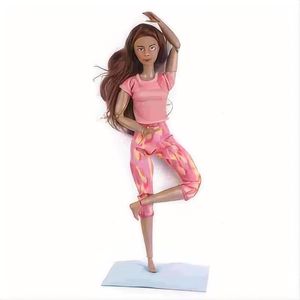 Doll Yoga Sports Doll Mini Vêtements Diy Enfants et filles Game Express Articles Pink Yoga Vêtements 30,5 cm Africain Black Skin Doll Yoga Doll Toys