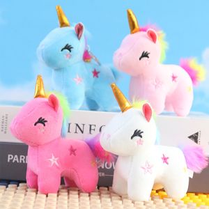 Factory Groothandel Prijs 4 Kleur 12 cm Unicorn Plush Toy Pendant Cute Pony Doll Key Chain Hanger voor kinderen