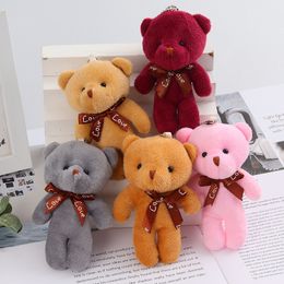 Factory Groothandelsprijs 6 kleuren 12 cm Teddy Bear Plush speelgoed Pendant Bear Key Buckle Plush Doll Pendant voor kinderen