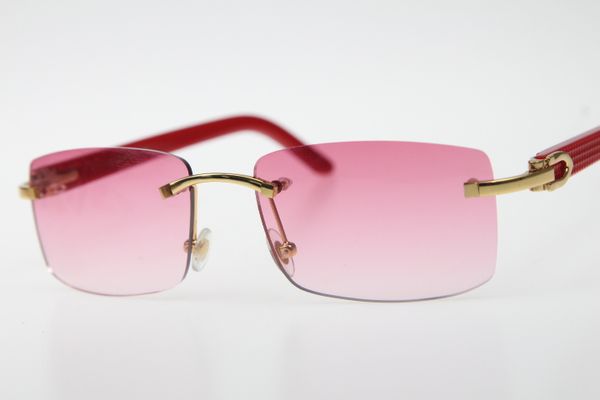 Vente en gros sans monture 8200757 Lunettes de soleil haut de gamme Red Plank lunettes de conduite à l'extérieur Style Gold C Décoration lunettes à monture dorée