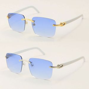 Lunettes de soleil unisexes en gros de style métal sans monture White Plank 8300816 avec boîte C Décoration Lunettes de soleil en or 18 carats Design extérieur Modèle classique Lunettes de vue Taille: 54