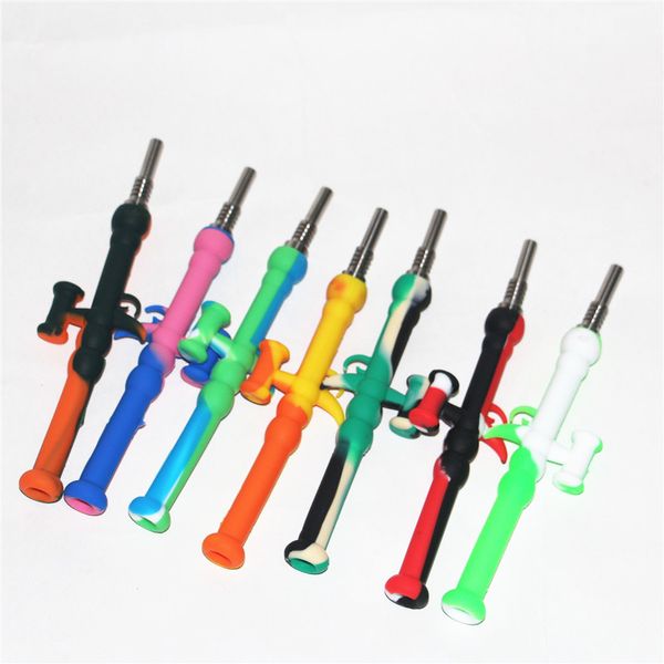 Pipes Factory Wholesale RPG Shape Silicone Nectar Kit Portable Concentrate Smoke Pipe avec Titanium Tip Tip Dab Straw Oil Gireaux pour cire