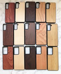 Fabriek groothandel s21 plus ultra hout telefoonhoesje voor Samsung S21 Hybride TPU houten bamboe smartphone cover schokbestendig