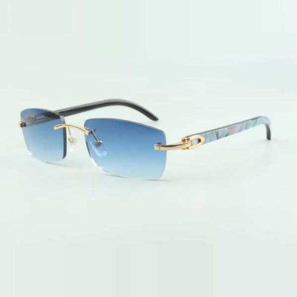 Vente en gros d'usine de lunettes de soleil sans monture 3524012-A1 motif de coque original cornes noires lunettes unisexes de haute qualité 5A