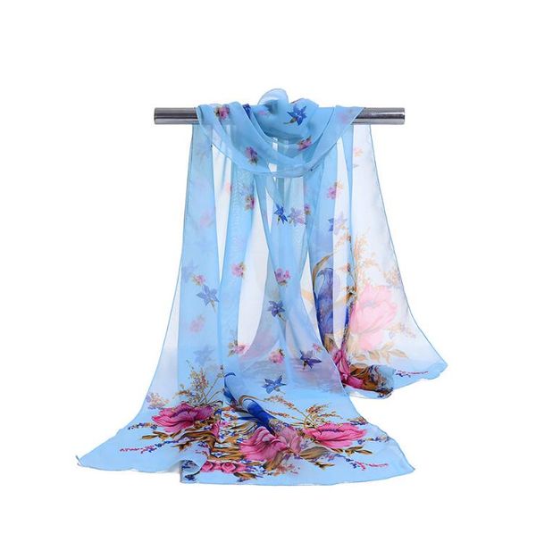 Usine En Gros En Mousseline De Soie Écharpe Femmes Longues Foulards 2017 Nouveau Designer Printe Sarong Florial Wrap Plage Couverture 160 * 50 cm DHL Gratuit