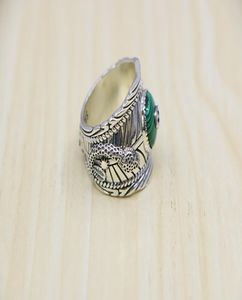 Fabrieksgroothandel Sterling Zilver Dubbel Verpakt Malachiet Ring Wijsvinger Mannelijke Britse Stijl Sieraden Mode Thaise Zilveren Retro Ring6365506