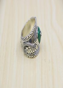 Fabrieksgroothandel Sterling Zilver Dubbel Verpakt Malachiet Ring Wijsvinger Mannelijke Britse Stijl Sieraden Mode Thaise Zilveren Retro Ring5414379