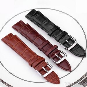 Fabriek groothandel unisex fashion slub reliëf horlogeband riem duw naald gesp leder 3 kleuren zwart bruin tan stalen sluiting 12mm ~ 24mm