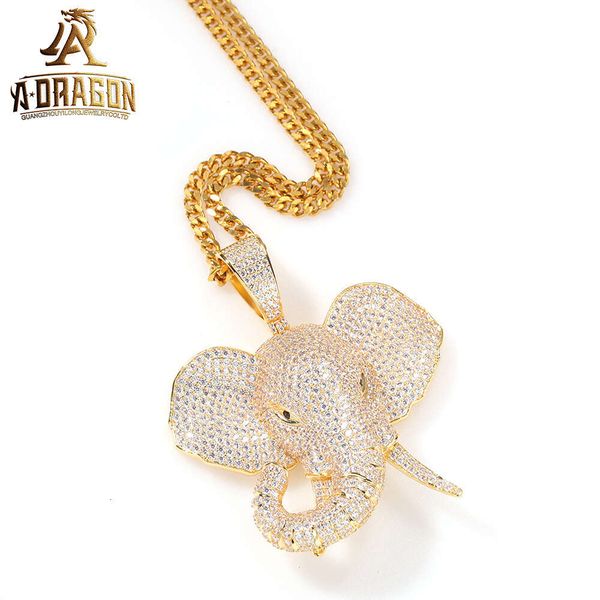 Pendentifs éléphant en diamant Moissanite VVS, vente en gros d'usine, pendentif personnalisé en argent Hip Hop, bijoux fins