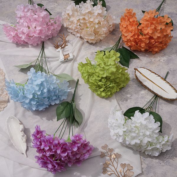 Bouquet de mariage en gros d'usine de 135 pièces de fleurs artificielles d'hortensia fausses fleurs scène route plomb base décoration fleur en soie fleur art S-