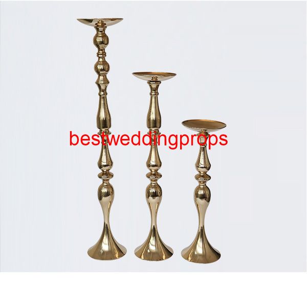 Venta al por mayor de fábrica, mesa de centro de mesa de metal alto para boda, soporte de florero, columna de oro, decoración best0871