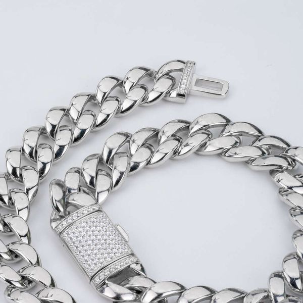 Usine de gros plaqué or blanc personnalisé CZ Pave Chunky Cuba Link Chain Bracelet