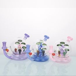 Venta al por mayor de fábrica Estilo del país de las maravillas Color mágico Bong de vidrio para fumar / Cachimba Bong de vidrio con forma de globo / Tubo de cachimba Bong de agua caro y elegante