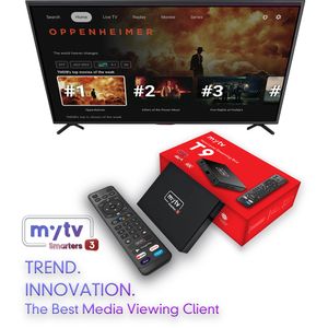 Décodeur TV T9 en gros d'usine avec middleware MYTV Smarters 3 Player 4 Go 32 Go S905W2 ATV BT Voice Remote Android Smart Media TV BOX