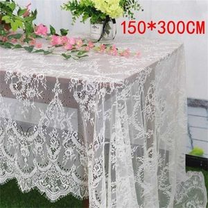 Nappe Fadesen 150 300 cm Blanc Nappe Dentelle Décoratif el Fête De Mariage À Manger Tissu Décor À La Maison Nappe 211103