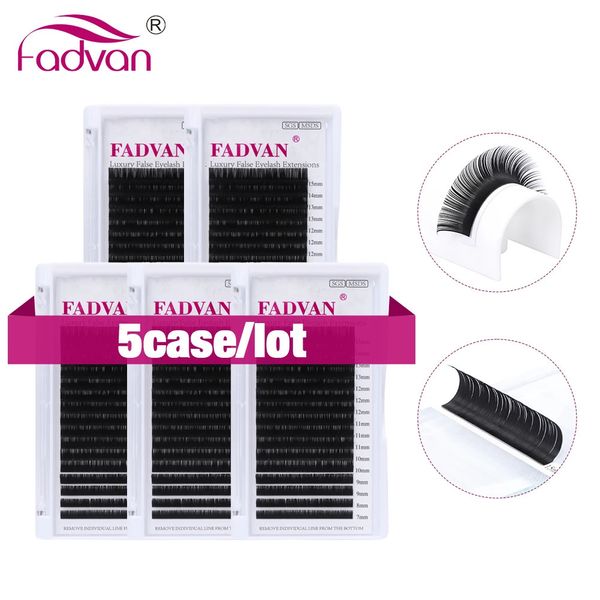 Fadvan Extensiones de pestañas individuales Pestañas clásicas 5 cajas/lote Cilios naturales Maquillaje de alta calidad Pestañas de visón sintético 240104