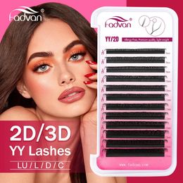 Fadvan Yy Shape Lashes 2d3d 005007 faux vison CDL 815 mm Natural Soft Brésilien Brélash Volume de volume 240423