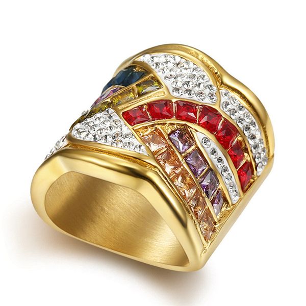 fafafa fafafa Hip Hop Iced Out Anillos de circonio cúbico para mujer Joyería de fiesta para hombre Color dorado Anillo de cola de oro amarillo de 14 k Anillos Mujer