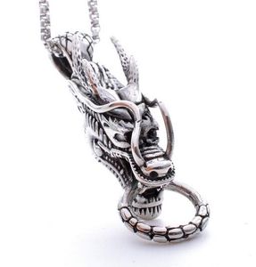 fafafa fafafa Style Punk Casting Biker Pendentif Tête de Dragon Collier Gothique en Acier Inoxydable de Haute Qualité avec Chaîne de Boîte Gratuite 3mm 24''