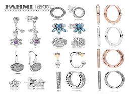 FAHMI 100 925 argent Sterling 11 mode marguerite Rose boucles d'oreilles gouttes d'eau amour étoile glace cristal patte incrustation Earring1177545