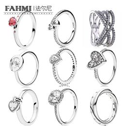 FAHMI 100% 925 Sterling Zilveren Sieraden Glitter Teardrop Ring Zirkoon Elegante Eeuwige Liefde Ring Eenvoudige Geometrische Zirkoon Ring323d