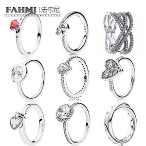 FAHMI 100% 925 Sterling Zilveren Sieraden Glitter Teardrop Ring Zirkoon Elegante Eeuwige Liefde Ring Eenvoudige Geometrische Zirkoon Ring347N