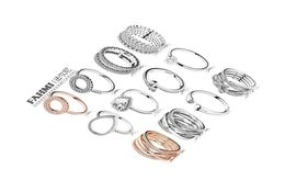 FAHMI 100925 sterling zilveren sieraden zirkoon bedel hartvormige waterdruppels sterren ring boog ronde holle rosé gouden ring5482920