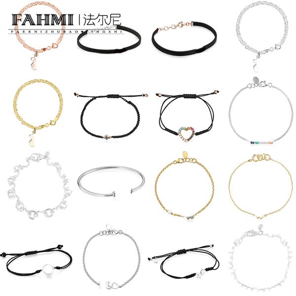 Fahmi 2023 nouvelle série classique de corde noire ronde en forme de coeur perle corde rouge étoile avec bracelet couleur bonbon diamant anniversaire, fiançailles, cadeau, fête, mariage