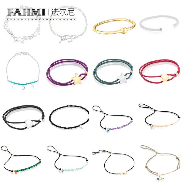 Fahmi Classique coloré multicolore étoile en nylon plein diamant ours améthyste orange cristal en forme de coeur argent sterling dodu bracelet Bon savoir-faire