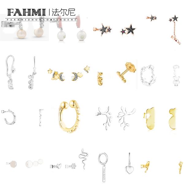 Fahmi Classic étoiles de perles, lune d'ours, feuilles douces entourées de vignes, haleine de bébé, perles roses, boucles d'oreilles en forme de serpent Anniversaire, Fiançailles, Cadeau, Fête, Mariage