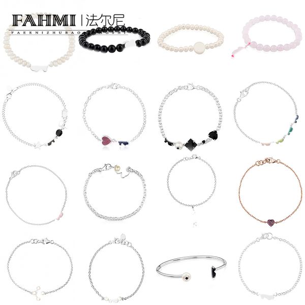 Fahmi Linda y exquisita perla redonda de cristal rosa en forma de corazón amor eterno oso color caramelo círculo abierto pulsera de oro rosa Buena artesanía, calidad superior