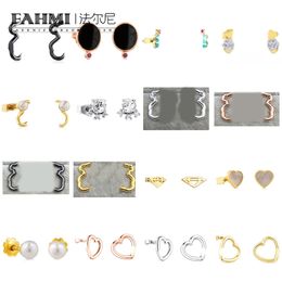 Fahmi Leuke eenvoudige mode-beerring rond hol hart diamantvorm parel goud roségoud zilveren oorbellen Speciale cadeaus voor moeder vrouw kinderen minnaar vrienden