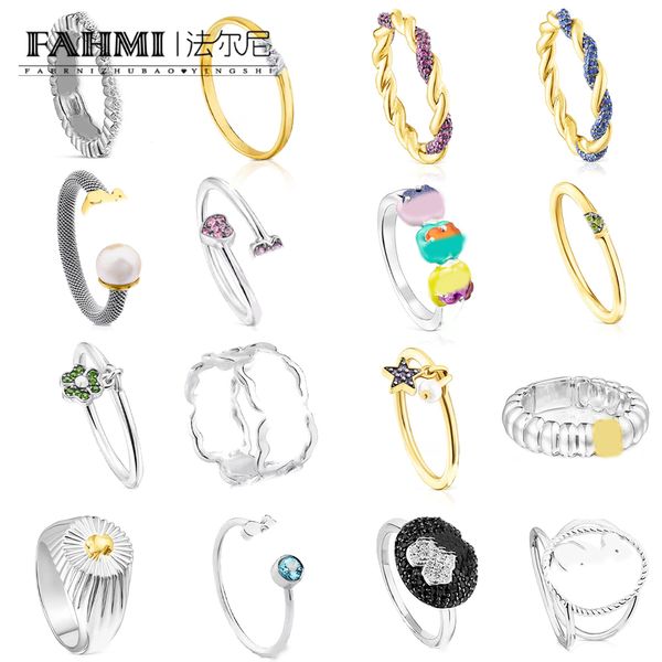 FAHMI Bague à la mode couleur bonbon ouverte avec perle ours et étoileAnniversaire, fiançailles, cadeau, fête, mariage Cadeaux spéciaux pour mère, épouse, enfants, amis amoureux