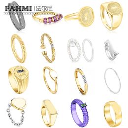 FAHMI Modieuze high-end open volledige diamant dubbele open parel effen ring brede versie smalle versie Speciale geschenken voor moeder vrouw kinderen minnaar vrienden