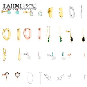 Fahmi à la mode perle plein diamant ours doux argent montagne cercle feuille boucles d'oreilles anniversaire, fiançailles, cadeau, fête, mariage