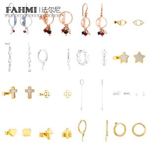 Fahmi Ensemble classique de boucles d'oreilles en forme d'ours creux haut de gamme avec pompon en forme de cœur et croix de perles Anniversaire, Fiançailles, Cadeau, Fête, Mariage