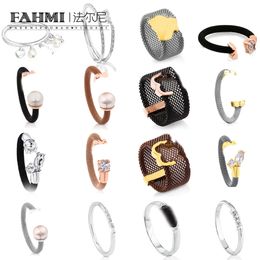 FAHMI High-end effen drie-ring roze beer parel open ring brede versie smalle versie ring Speciale geschenken voor moeder vrouw kinderen minnaar vrienden