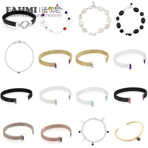 Fahmi Hoge kwaliteit hoge luxe zilveren edelsteen armband ovale ronde witte parelmoer zilveren mesh paars geel en unieke rstone kettingarmband kristallen armband